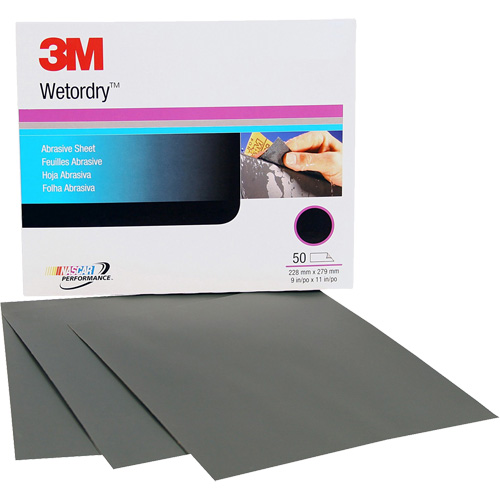 Feuille abrasive Wetordry, 9" x 11", Grain P500, Oxyde d'aluminium Mukwa Safety Services