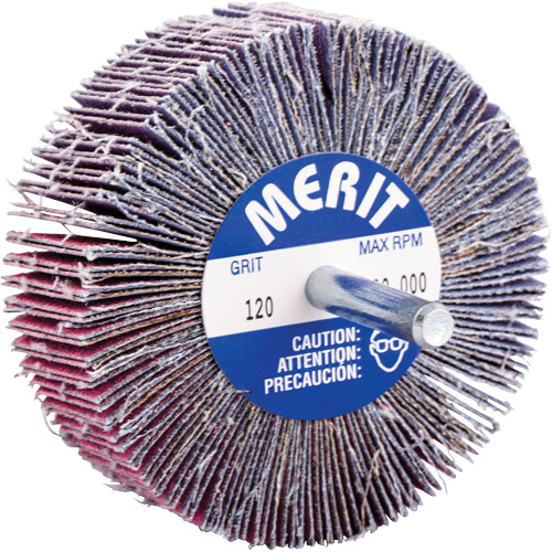 Shank Mounted Mini Flap Wheel, Ceramic Alumina, 120 Grit, 3" x 1" x 1/4" Mukwa Safety Services