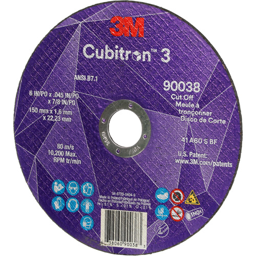 Cubitron 3 Cut-Off Wheel, 6" x 0.045", Type T27, Ceramic, 10200 RPM Mukwa Safety Services