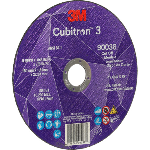 Cubitron 3 Cut-Off Wheel, 6" x 0.045", Type T27, Ceramic, 10200 RPM Mukwa Safety Services