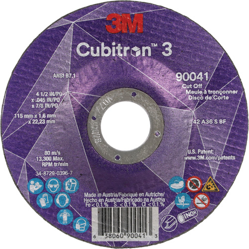 Cubitron 3 Cut-Off Wheel, 4-1/2" x 0.045", 7/8" Arbor, Type T27, Ceramic, 13300 RPM Mukwa Safety Services