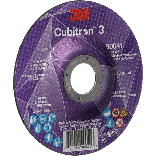 Cubitron 3 Cut-Off Wheel, 4-1/2" x 0.045", 7/8" Arbor, Type T27, Ceramic, 13300 RPM Mukwa Safety Services