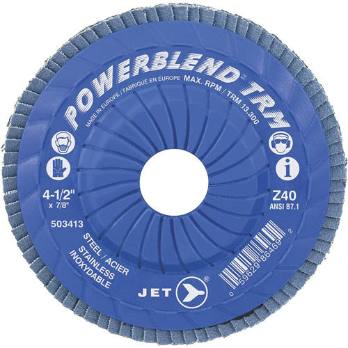 Disque &agrave; lamelles ajustables TRM Powerblend, 4-1/2" x 7/8", Type 29, Grain Z40, Zirconium Mukwa Safety Services