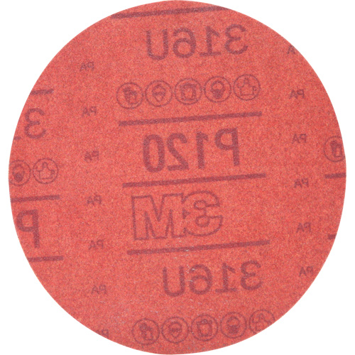 Disque abrasif rouge 01224 Hookit, 316U, dia 6", Grain P120, Oxyde d'aluminium, A Mukwa Safety Services