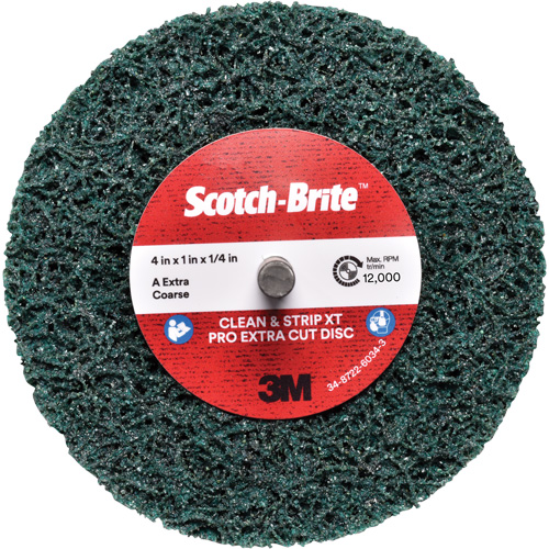 Disque Clean and Strip XT Pro Extra Cut Disc XC-DC Scotch-Brite, 4" dia., Grain Extra grossier, Oxyde d'aluminium Mukwa Safety Services
