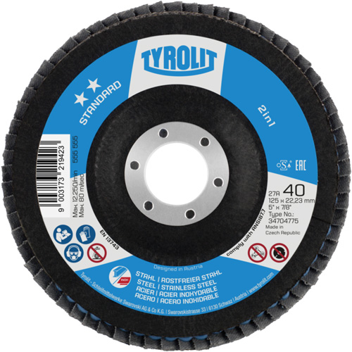 Disque &agrave; lamelles 2-en-1, 4-1/2" x 22,5 mm, Type 27A, Grain 60, C&eacute;ramique d'alumine Mukwa Safety Services