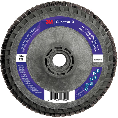 Disque &agrave; lamelles conique 1169F Cubitron 3 &agrave; changement rapide, 4-1/2" x 5/8"-11, Type T29, Grain 40+, C&eacute;ramique Mukwa Safety Services