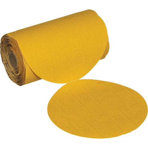 Stikit No Hole Gold Abrasive Disc Roll, 6" Dia., 220 Grit, Aluminum Oxide Mukwa Safety Services