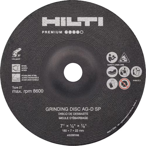AG-D SP Premium Grinding Wheels, 5" x 1/4", 7/8" Arbor, Zirconium, Type 27 Mukwa Safety Services