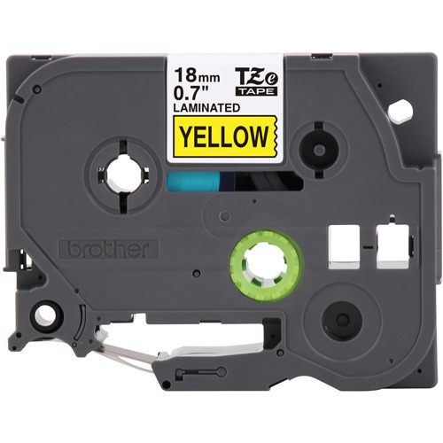 Tape Cartridge for P-touch&reg; Labeling System, 18 mm x 8 m, Black on Yellow Mukwa Safety Services