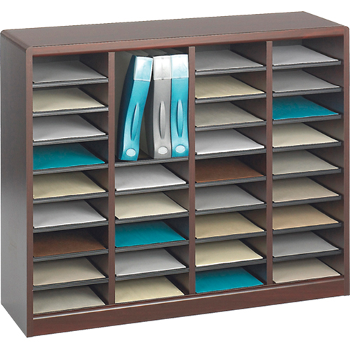 Casier &agrave; compartiments E-Z Stor pour documentation, Stationnaire, 36 fentes, Bois, 40" la x 3/4" p x 32-1/2" h Mukwa Safety Services