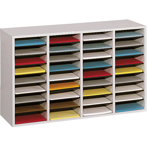 Casier &agrave; compartiments r&eacute;glable pour documentation, Stationnaire, 36 fentes, Bois, 39-1/4" la x 11-3/4" p x 24" h Mukwa Safety Services