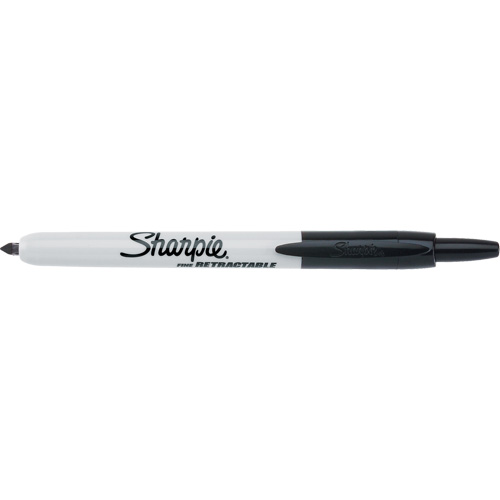 Retractable Permanent Marker, Black, Fine Tip Mukwa Safety Services