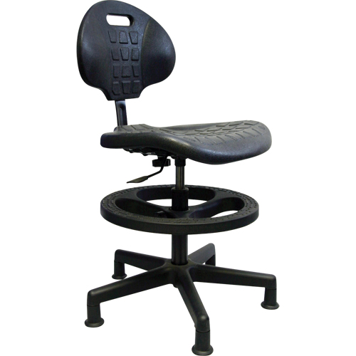 Heavy-Duty Ergonomic Seating, Polyurethane, Black, 250 lbs. Capacity Mukwa Safety Services