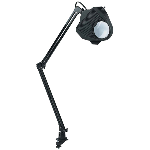 Magnifying Task Light, 60 W, Fluorescent/Incandescent/LED, Clamp, 40" Neck, Black Mukwa Safety Services