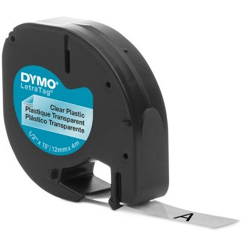 &eacute;tiquettes pour &eacute;tiqueteuse LetraTag Plus LT-100H, 12 mm x 157-12/25", Noir sur transparent Mukwa Safety Services