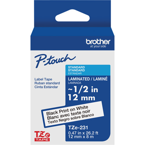 Tze Tape Cartridges, 12 mm x 26-1/4', Black on White Mukwa Safety Services