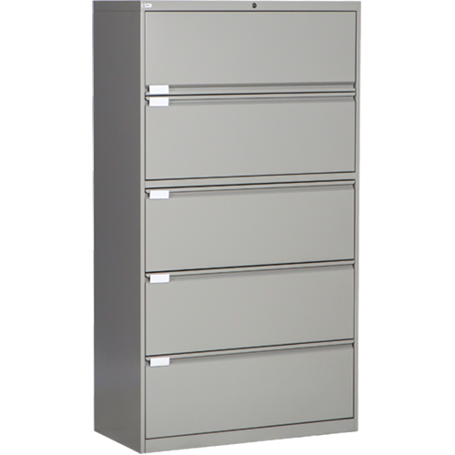 Classeur lat&eacute;ral, Acier, 5 tiroirs, 36" la x 18" p x 65-1/2" h, Gris Mukwa Safety Services