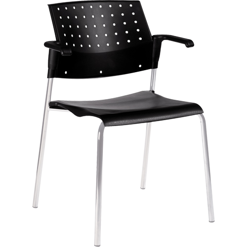 Stacking Chairs, Plastic, 33" High, 300 lbs. Capacity, Black Mukwa Safety Services
