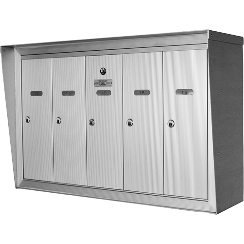 Single Deck Mailboxes, Wall -Mounted, 16" x 5-1/2", 3 Doors, Aluminum Mukwa Safety Services