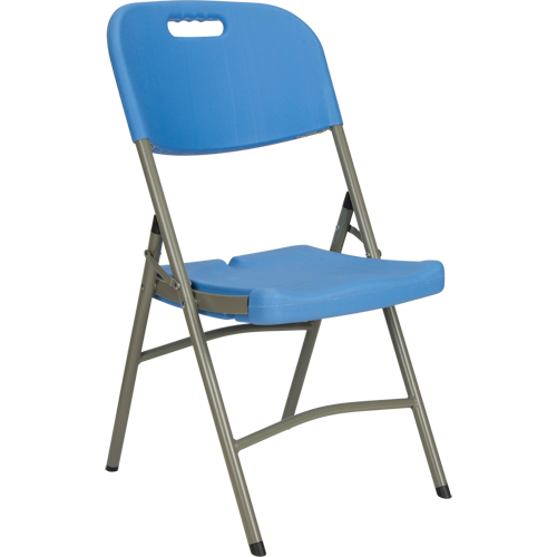 Folding Chair, Polyethylene, Blue, 350 lbs. Weight Capacity Mukwa Safety Services
