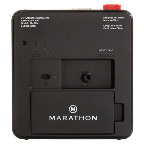 Desk Alarm Clock, Analog, Battery Operated, 3.5" W x 1.5" D x 3.75" H, Black Mukwa Safety Services