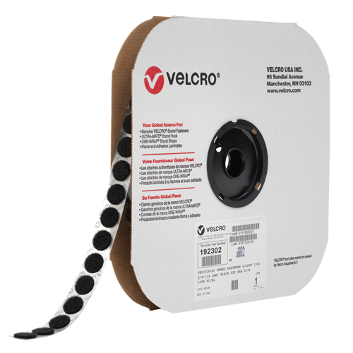 Attache Velcoin, Crochet, 3/4" dia., Adh&eacute;sif, Noir Mukwa Safety Services