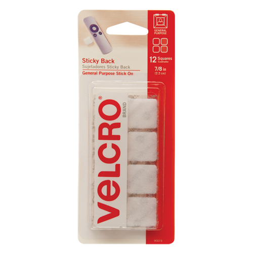 Attaches en carr&eacute;e, Boucle et crochet, 7/8" dia., Adh&eacute;sif, Blanc Mukwa Safety Services