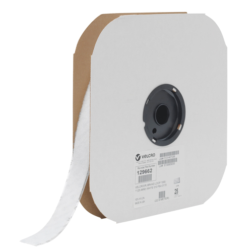 Fastener Tape, Loop, 25 yds x 3/4", Sew-On, White Mukwa Safety Services