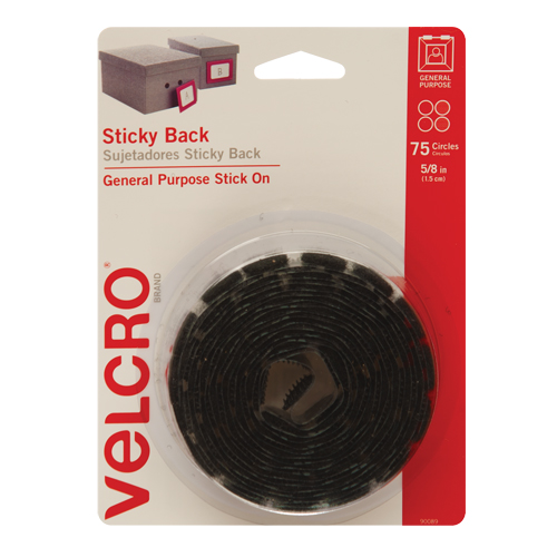 Attaches en jeton, Boucle et crochet, 5/8" dia., Adh&eacute;sif, Noir Mukwa Safety Services