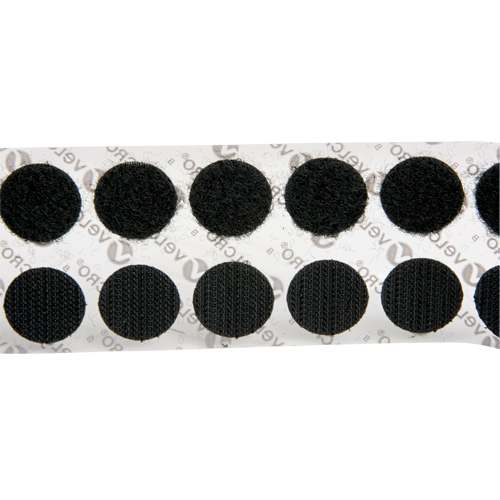 Attaches en jeton, Boucle et crochet, 3/4" dia., Adh&eacute;sif, Noir Mukwa Safety Services