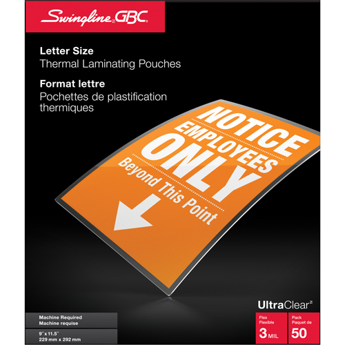 Swingline UltraClear Laminating Letter Pouches Mukwa Safety Services