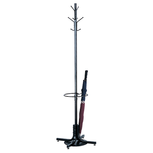 Coat Rack with Umbrella Stand, 70" H, Black, 4 Hook(s) Mukwa Safety Services