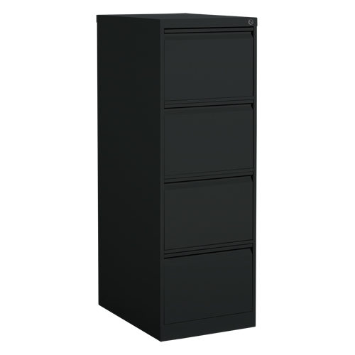 Vertical Filing Cabinet, Steel, 4 Drawers, 18-1/7" W x 25" D x 52" H, Black Mukwa Safety Services
