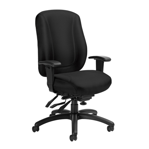 Chaise Overtime &agrave; dos &eacute;lev&eacute;, Tissu, Noir, Capacit&eacute; 300 lb Mukwa Safety Services