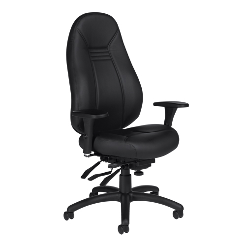 Chaise confortable &agrave; dos &eacute;lev&eacute;, Cuir, Noir, Capacit&eacute; 300 lb Mukwa Safety Services