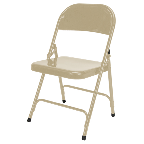 Folding Chair, Steel, Beige, 300 lbs. Weight Capacity Mukwa Safety Services