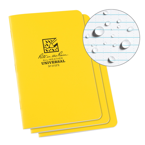 All-Weather Notebook, Soft Cover, Yellow, 48 Pages, 4-5/8" W x 7" L Mukwa Safety Services