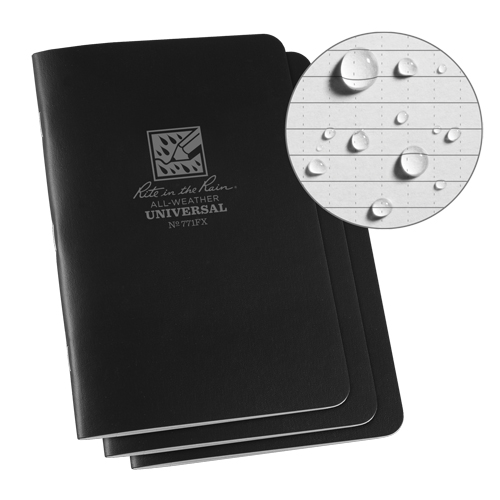 All-Weather Notebook, Soft Cover, Black, 48 Pages, 4-5/8" W x 7" L Mukwa Safety Services