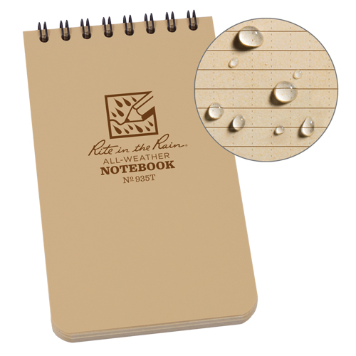 Pocket Top-Spiral Notebook, Soft Cover, Tan, 100 Pages, 3" W x 5" L Mukwa Safety Services