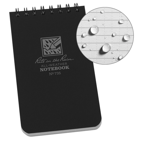 Carnet de notes de poche &agrave; spirale, Couverture souple, Noir, 100 Pages, 3" , 5"  Mukwa Safety Services