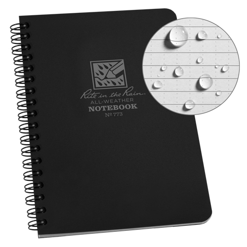 Side-Spiral Notebook, Soft Cover, Black, 64 Pages, 4-5/8" W x 7" L Mukwa Safety Services