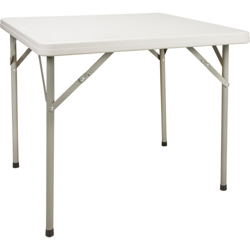 Folding Table, Square, 34" L x 34" W, Polyethylene, White Mukwa Safety Services