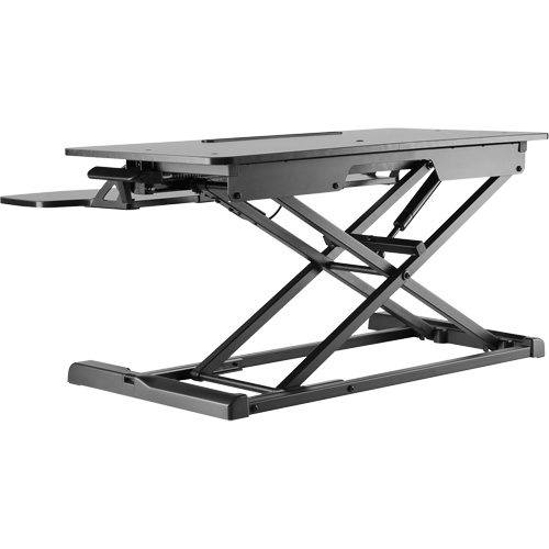 Poste de travail assis-debout Goya, Mod&egrave;le de bureau, 22" h x 31-1/2" la x 24" p, Noir Mukwa Safety Services