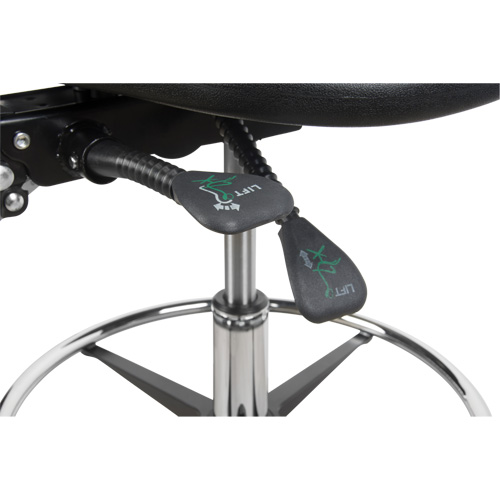 Heavy-Duty Ergonomic Stool, Stationary, Adjustable, 39” - 48”, Polyurethane Seat, Black Mukwa Safety Services
