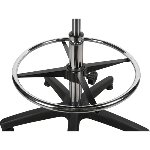 Heavy-Duty Ergonomic Stool, Stationary, Adjustable, 39” - 48”, Polyurethane Seat, Black Mukwa Safety Services