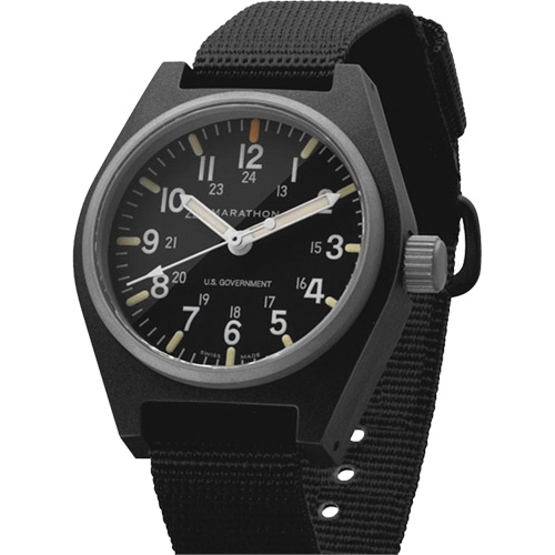 Montre au quartz d'usage g&eacute;n&eacute;ral avec MaraGlo, Analogique, &agrave; piles, 0,6" la x 1,3" p x 0,4" h, Noir Mukwa Safety Services