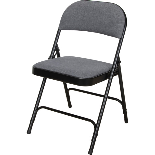 Chaise pliante de luxe en tissu rembourr&eacute;e, Acier, Gris, Capacit&eacute; 300 lb Mukwa Safety Services