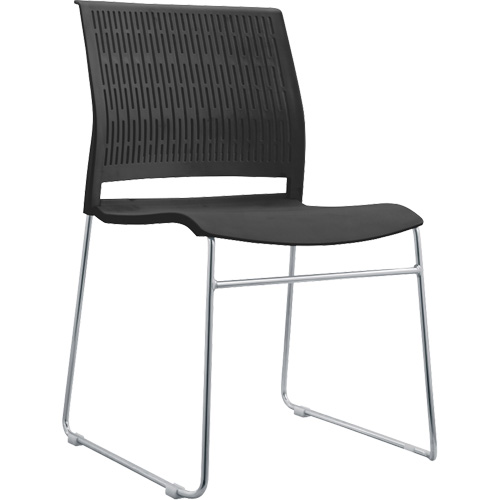 Stacking Chairs, Polypropylene, 32-3/8" High, 250 lbs. Capacity, Black Mukwa Safety Services