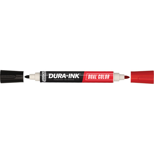 Marqueur &agrave; encre permanente et double couleur Markal Dura-Ink, Noir/Rouge, Pointe Ronde Mukwa Safety Services